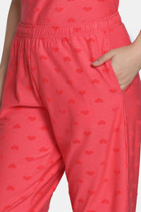 Zivame 2 Mile Fashion Knit Cotton Pyjama Set - Rose of Sharon — thumbnail 7